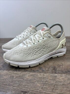 Under Armour HOVR Sonic 3 MTLC Running Shoes Metallic White Rose Gold Women’s 7